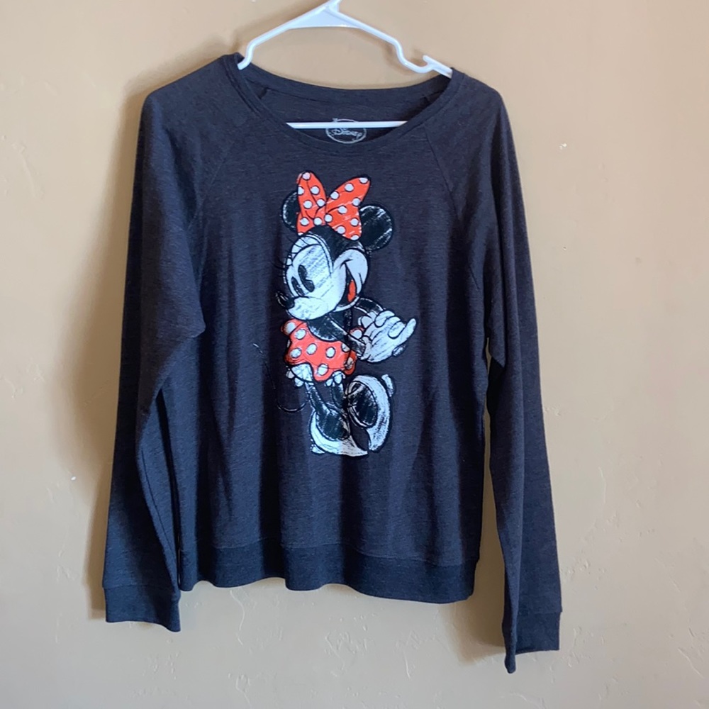 Disney NWOT crewneck sweatshirt Women XL dark gray light weight cotton polyester